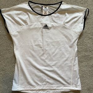 adidas White Short Sleeve Tee with Black Trim